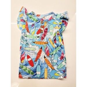 Posh Peanut Surfboard Print Flutter Sleeve Sleep Dress  Size 2T